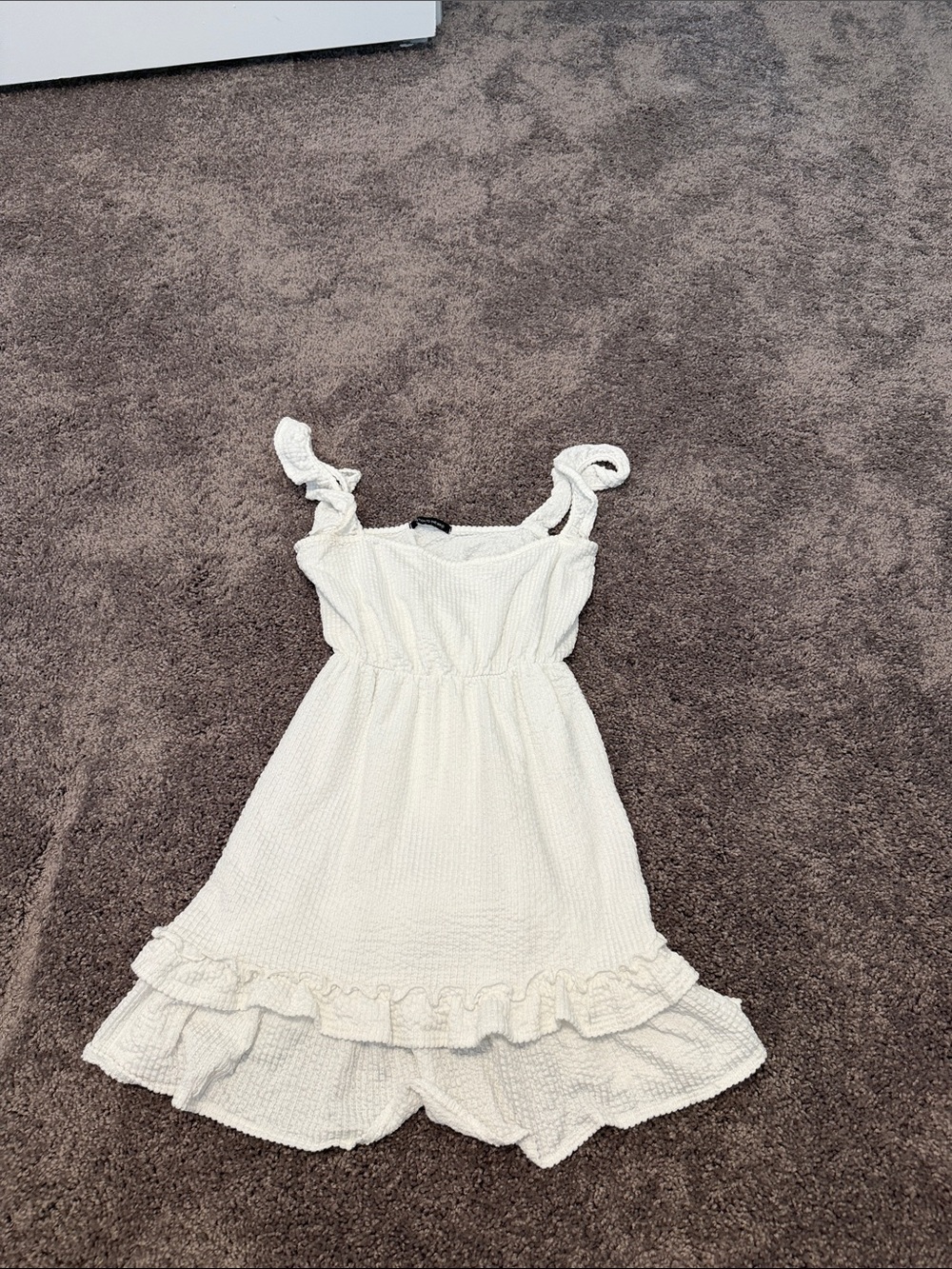 White Ruffle-Trim Sundress